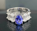 14K White Gold Tanzanite & Diamond Dress Ring - 1.20ct Diamond Size M (US 6.25)