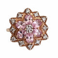 9ct Rose Gold Spinel & Natural White Zircon Floral Cluster Ring Size L (US 5.75)