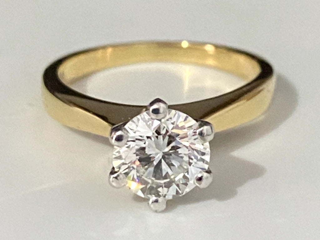 18K Yellow Gold & 1.30CT Diamond Solitaire Engagement Ring - Size M 1/2 (6.50)