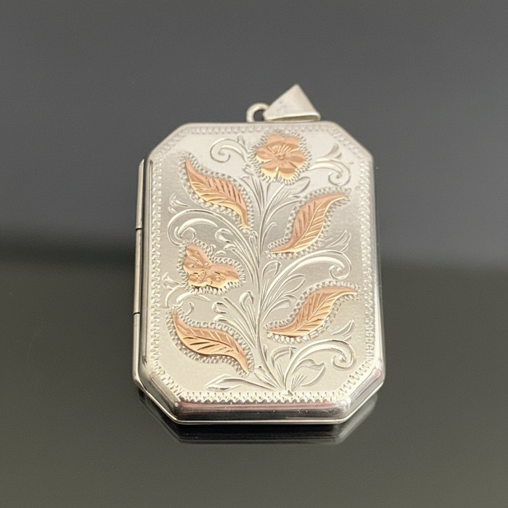 Vintage Scandia Sterling Silver & Rose Gold Floral Locket – Melbourne