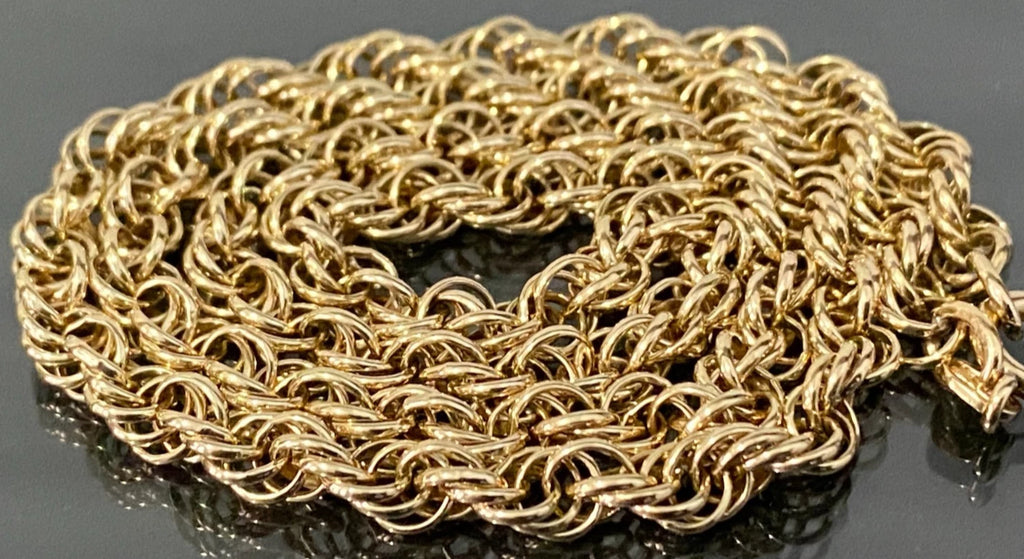 9K Yellow Gold Rope Link Chain Necklace 43cm Long