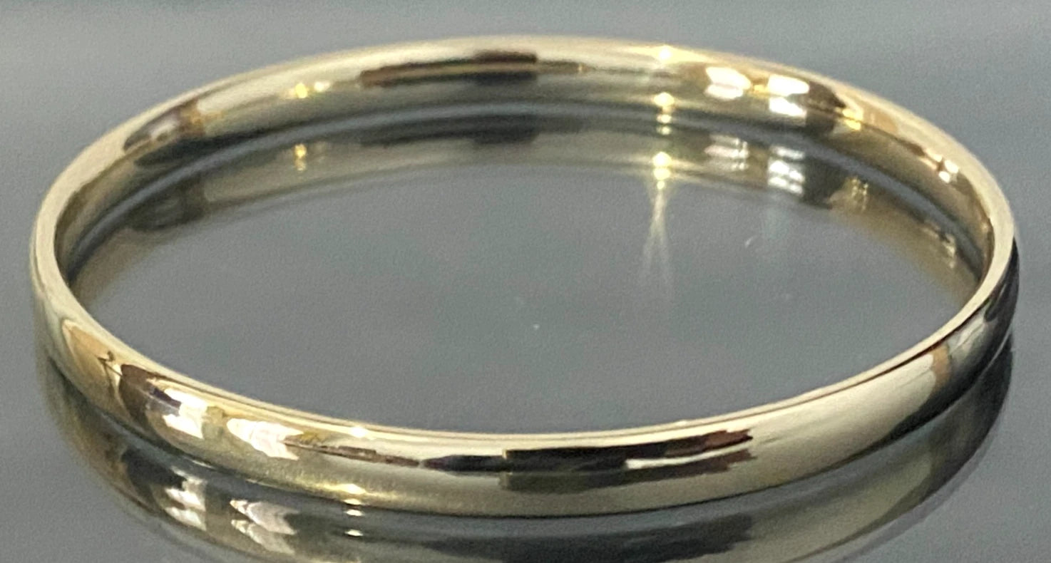 Heavy 9K Yellow Gold Solid Round Plain Bangle 65mm