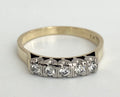 18K Yellow Gold & Palladium Five Stone Diamond Ring - Size R (US 8.75) 12849