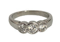 950 Palladium & 0.60CT Diamond 3 Stone Bezel Set Ring - Size I (US 4.5)